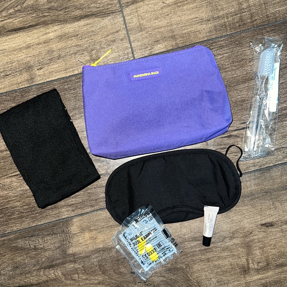 Mandarina Duck x Turkish Airlines Zippered Purple Amenity Kit Pouch Makeup Bag